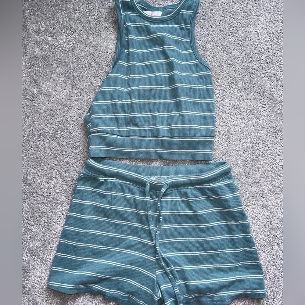 Colsie Teal Striped Set